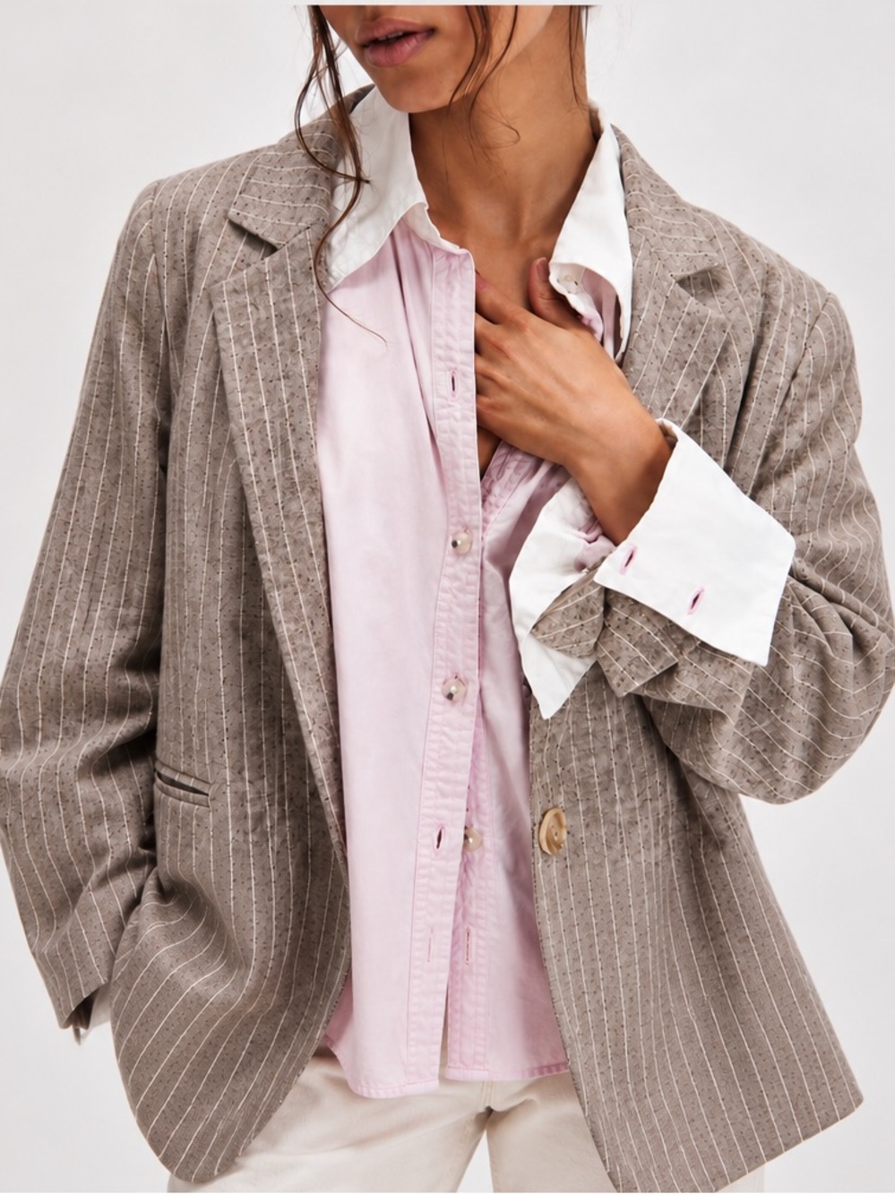 Free People We The Free Tommy Oxford Shirt Prairie Mauve Combo XS NWT